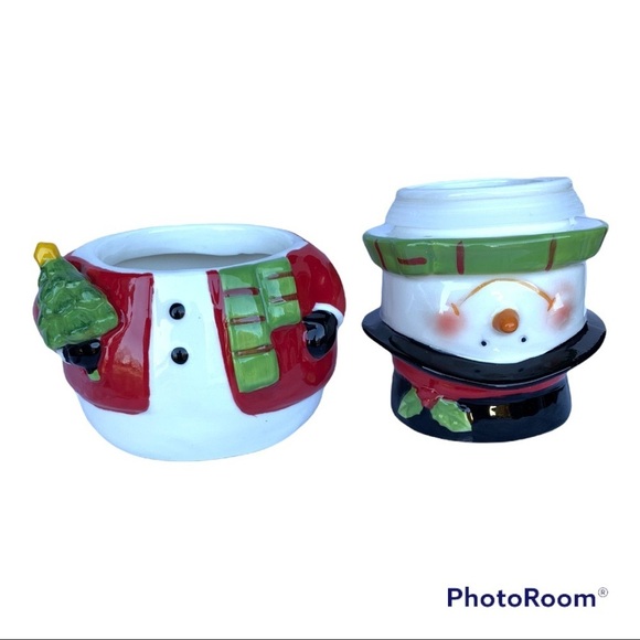 Snowman Jar Canister Ceramic Hand Painted Multipurpose Cookies Christmas Decor - Picture 8 of 16